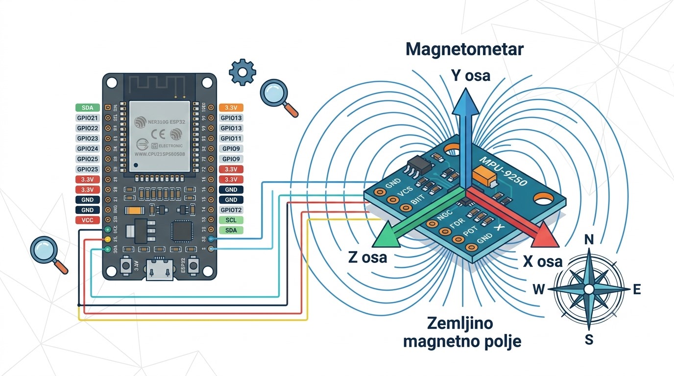 Magnetometar u MPU-9250 modulu
